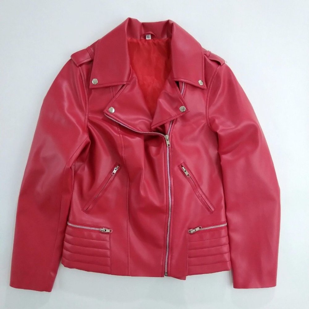Riverdale South Side Serpents Faux Leather Moto Jacket Women's Size XS Red